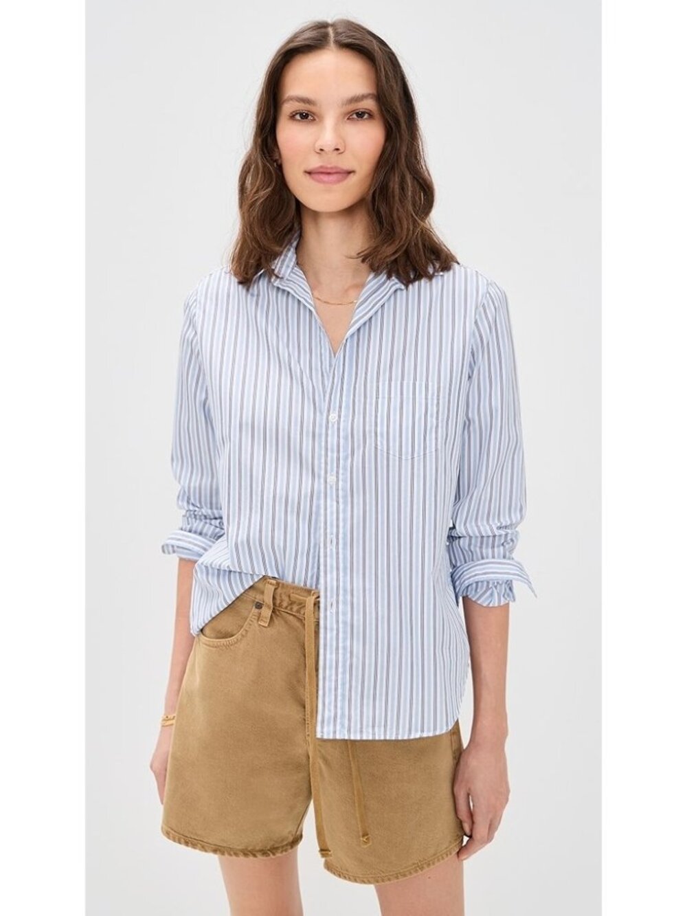 Frank & Eileen Joedy Relaxed Fit Stripewhite blue  Button-Up Shirt size L
